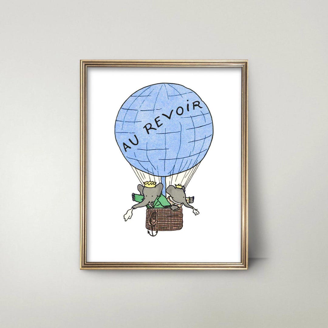 Babar Elephant Hot Air Balloon Print: Vintage Nursery Art (digital Download) - Etsy