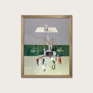 Surreal Art Print - avant garde painting, vintage modern art, Mystery of Life (Digital Download)