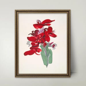 Red Canna Georgia O'Keeffe Print - watercolor flower painting, red flower