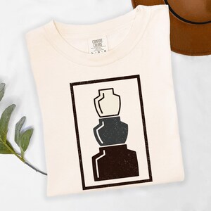 Minimalist Stacked Vessel T-Shirt, Abstract Pottery Art Tee, Modern Neutral Geometric Vase Shirt, Scandi Boho Home Decor Graphic