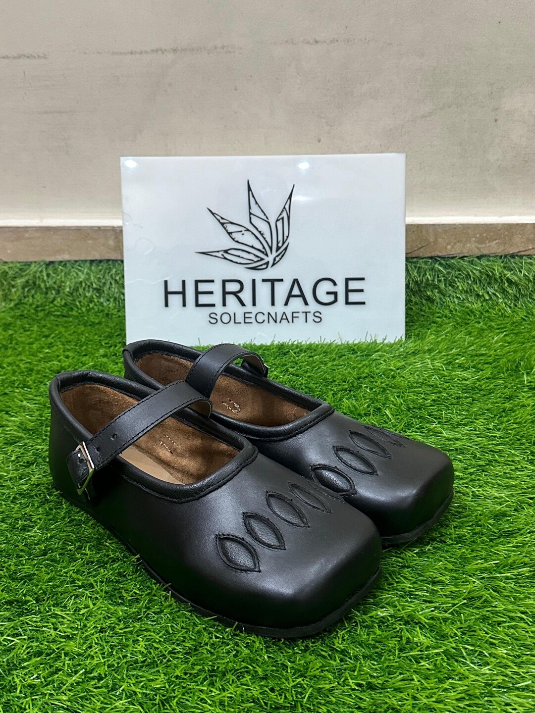 Black Mary Jane Flats Handmade – Genuine Leather Classic Strap Shoes ...
