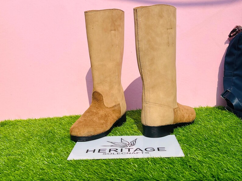 Handmade Brown Leather Tall Boots – Vintage Riding & Fashion Statement ...