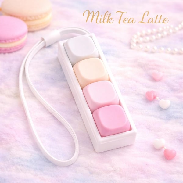 4 Key Fidget Clicker, Cute Desk Toy, MOA Keycaps, ASMR Clicker Keychain, Aesthetic Desk Setup, Satisfying Click, Gift for Her