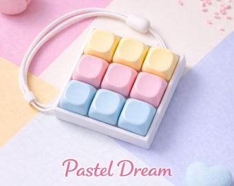 9-Key Fidget Clicker, MOA Jelly Keycaps, Pastel Desk Toy, Satisfying Click, Gift for Her