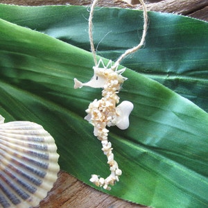 Handmade Seahorse Ornament Beach Lover's Decor Cottage Christmas Shell Ornament image 2