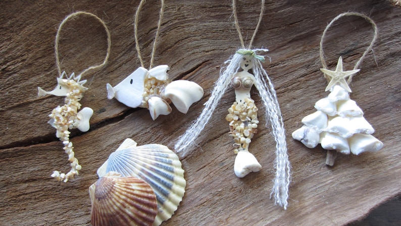 Handmade Seahorse Ornament Beach Lover's Decor Cottage Christmas Shell Ornament image 3