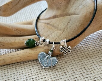 Heart Stone Bracelet, Charm Bracelet with Heart Stone Charm, Celtic Infinity Charm and Aventurine Bead, Bohemian Bracelet,