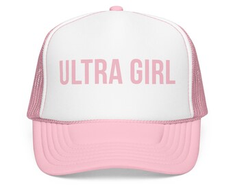 ULTRA GIRL Trucker Hat - Light Pink Foam Cap - Ultra Running Hat - Trail Runner Gift