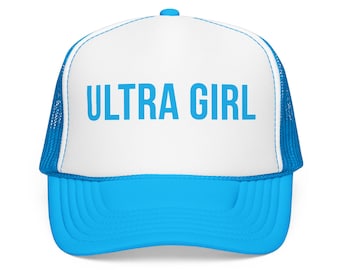 ULTRA GIRL Trucker Hat - Vivid Azule Foam Cap - Ultra Running Hat - Trail Runner Gift