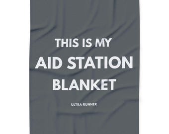 Aid Station Blanket for Ultra Runners - Fleece Recovery Throw - Crew Gear Gift - Trail Race Drop Bag Essential