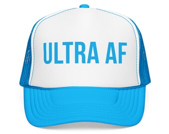 ULTRA AF Trucker Hat - Vivid Azule Foam Cap - Ultra Running Hat - Trail Runner Gift