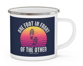 Running Gift for Runners - One Foot In Front Of The Other Mug - Trail Runner Camp Cup - Ultra Running Coffee Mug