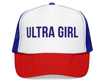 ULTRA GIRL Trucker Hat - Royal Blue Foam Cap - Ultra Running Hat - Trail Runner Gift