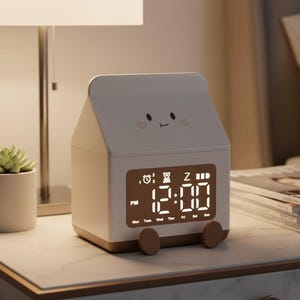 Milk Box Clock LED Alarm Bedroom Desk Clock