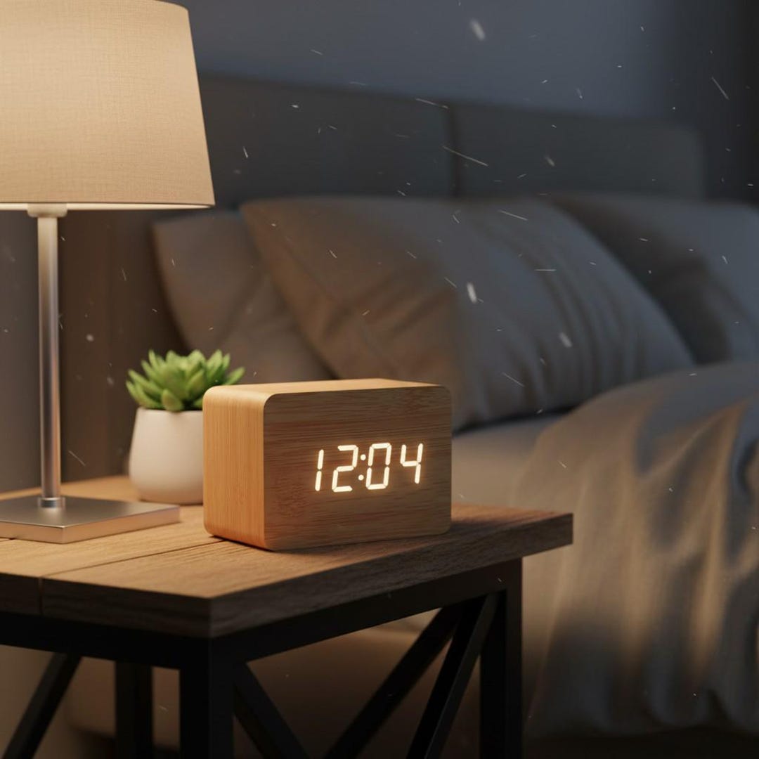 Retro Wooden Style Alarm Clock LED Digital Bedroom Desk Clock - Etsy