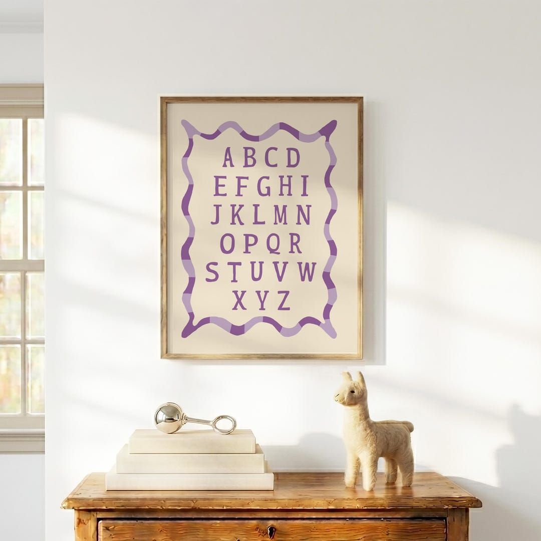 Purple Alphabet Print, Educational ABC Poster, Modern Playroom Art ...