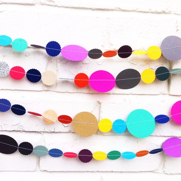 The Bella Garland, Paper Garland, Pink, Yellow, Gray, Purple, Tan, Blue, Orange, Green, Multi colored, Birthday Decoration, Wedding Garland