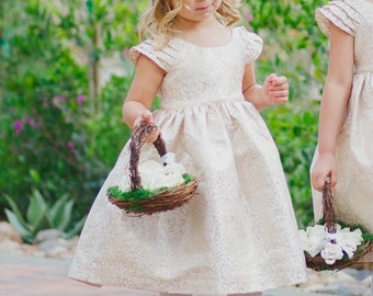 Flower Girl Baskets Set of 2 Rustic Nests Personalized, Paper Roses