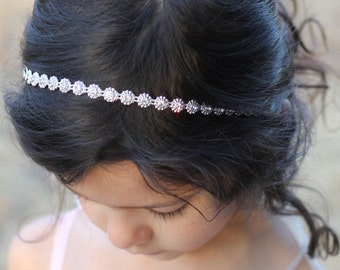 Flower Girl Headband Rhinestone Wedding Bridal Hairpiece Child Baby Girl Christening Headband