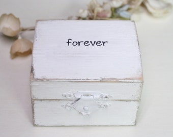 Ring Bearer Box Rustic Forever, I Do, We Do, Love Personalization Choice, Paper Rose or Burlap Inside