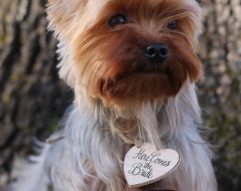 Puppy Here Comes The Bride Rustic Bell,  Flower Girl Basket Addition, Beautiful Brown Jute Twine  Rustic Wedding, Shabby Chic Wedding