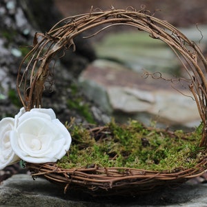 Rustic Flower Girl Basket Nest, Paper Roses Rustic Wedding, Shabby Chic Wedding image 4