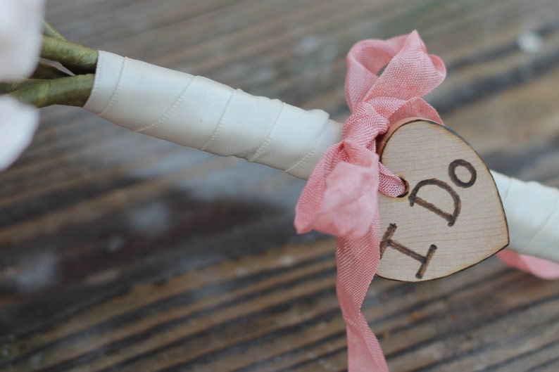 Bride Bouquet Charm Heart Personalized I Do We Do or Initials Custom Color Ribbon