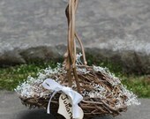 Flower Girl Basket Rustic Personalized Heart Lined In Baby's Breath Christmas Rustic Cottage Basket Custom Ribbon CHECK MEASUREMENTS!!!!!!!!
