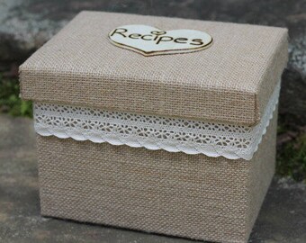 Recipe Box Personalized Burlap and Lace, Wedding Gift, Shower Gift
