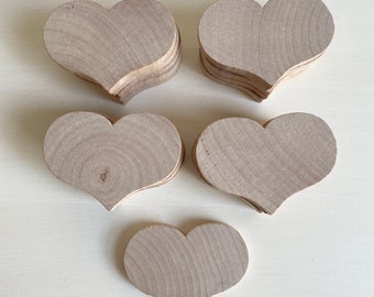 Wood Heart Set de 25, artisanat, faveurs de mariage, bricolage scolaire, cœur en bois