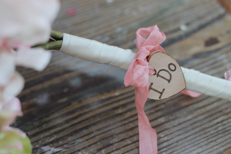 Bride Bouquet Charm Heart Personalized I Do We Do or Initials Custom Color Ribbon
