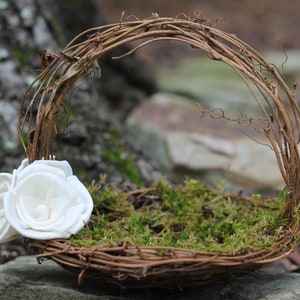 Rustic Flower Girl Basket Nest, Paper Roses Rustic Wedding, Shabby Chic Wedding image 3