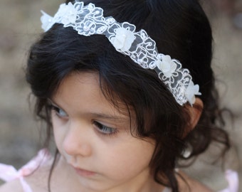 Flower Girl Headband Bridal Headband Child Headband Baby Girl Christening