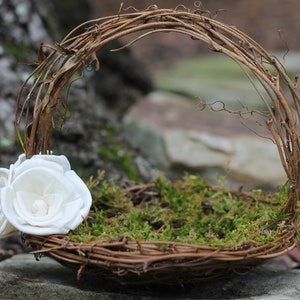 Rustic Flower Girl Basket Nest, Paper Roses Rustic Wedding, Shabby Chic Wedding image 2