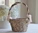 Birch Flower Girl Basket Rustic Wedding Baby’s Breath Roses, Custom Ribbon Color 