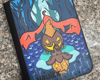 Haloween Hand Painted Trading Card Binder | Handmade 4 Pocket Card Album | Haloween Fantasy Design | TCG Card Binder | Collector Gift