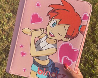 Pink Anime Inspired 4 Pocket Top Loader Binder | Cute Heart Card Binder | Trading Card Holder | Collectors Binder | Cute Card Storage