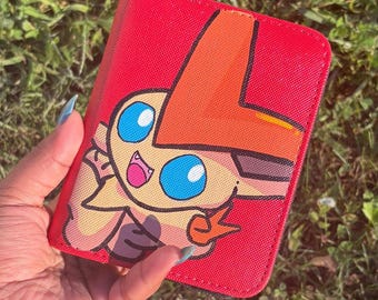 Hand-Painted Red Kawaii 1-Pocket Trading Card Binder| Custom Painted TCG Binder| Custom Painted Collectors Binder|1-Pocket Mini Binder