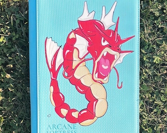 Hand-Painted Blue and Red 9-Pocket Trading Card Binder| Custom TCG Binder| Custom Collectors Binder