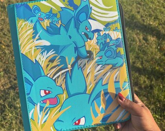 Blue Anime Inspired 4 Pocket Top Loader Binder | Cute Card Binder | Trading Card Holder | Collectors Binder | Cute Card Storage