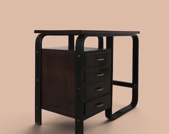 Italienischer Schreibtisch aus Dunklem Holz, Mid Century Modern Schreibtisch, Vintage Chefbüro Möbel