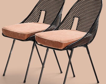 Black Steel Dining Chair, Modern Minimalist Seating, Industrial Contemporary Accent Chair