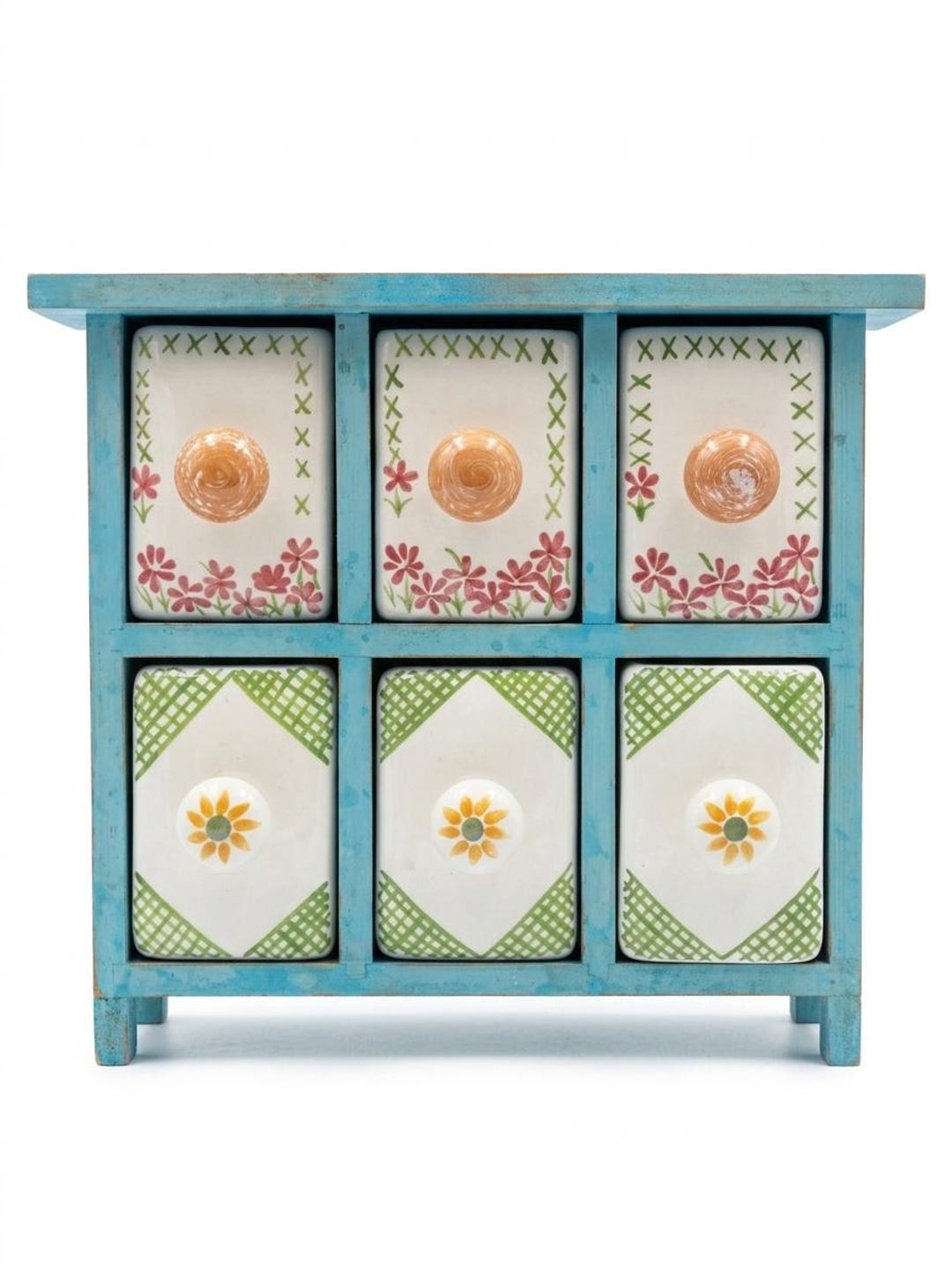 Vintage Ceramic Spice Drawer Cabinet | Cottagecore Kitchen Storage ...