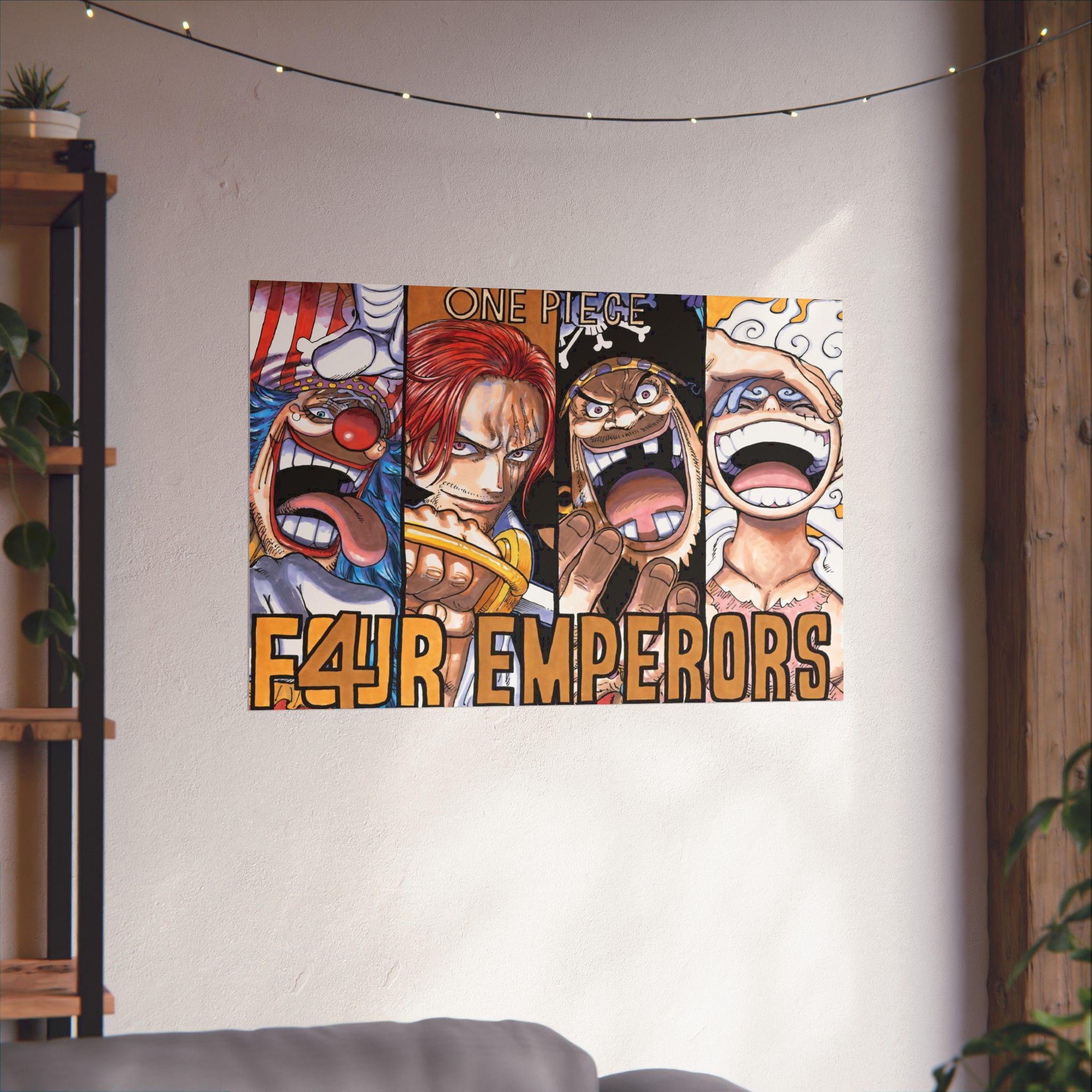 One Piece Four Emperors Poster | Luffy Shanks Buggy Blackbeard