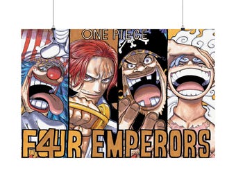 クローズ四天王ポスター! One Piece Four Emperors Poster | Luffy Shanks Buggy Blackbeard