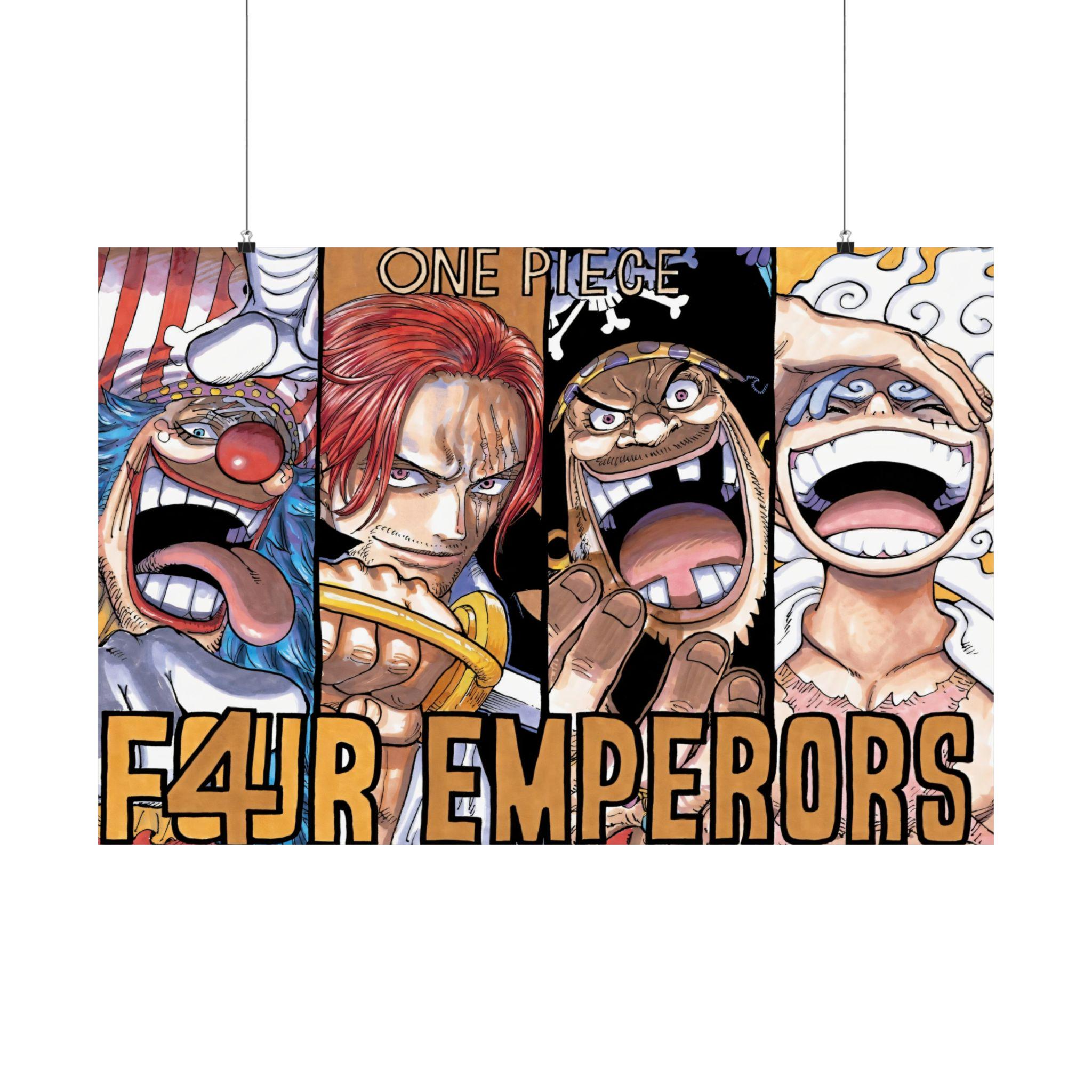 One Piece Four Emperors Poster | Luffy Shanks Buggy Blackbeard