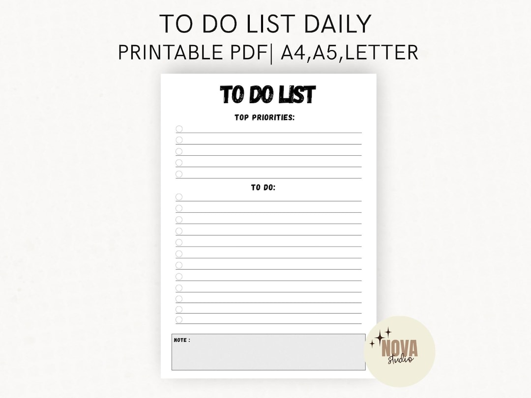 Minimalist Daily to Do List | Printable Task Planner PDF | Clean Simple ...