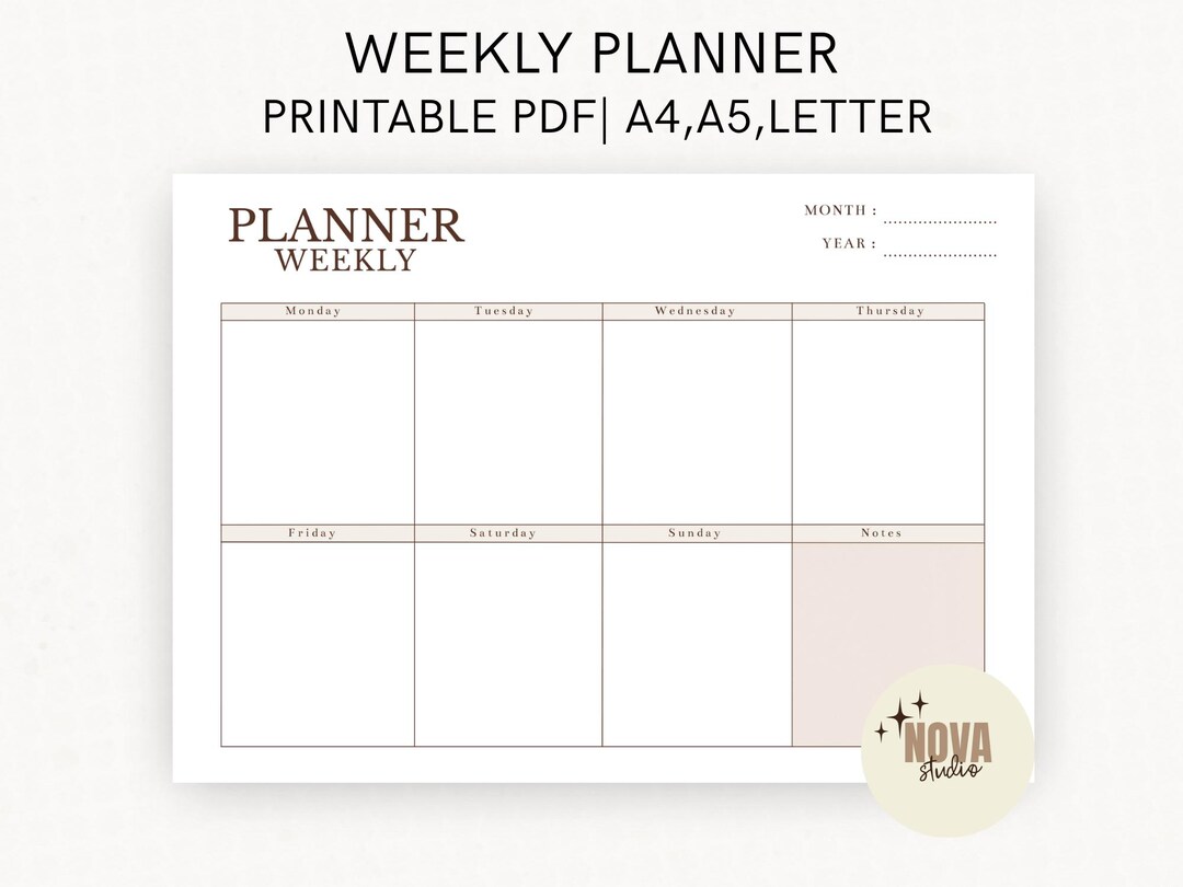 Weekly Planner Printable | Minimal Weekly Planner PDF | Clean Aesthetic ...