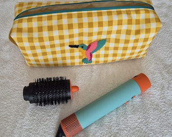 Gingham Hair Styler Organizer : Custom Makeup & Hair Tool Travel Bag, Cosmetic Bag, Toiletry Bag, Gift for her