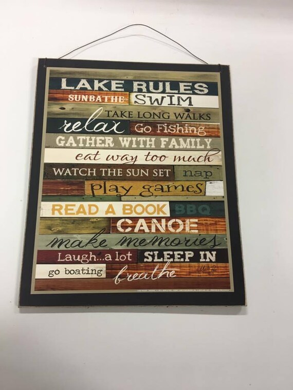 Lake rules wooden wall art sign take long walks relax gather Etsy